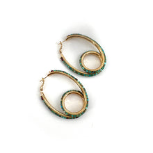 Load image into Gallery viewer, Créoles NINON XL en Plaqué Or et Turquoises