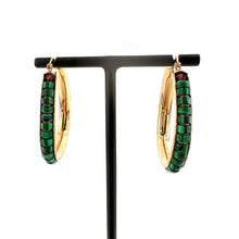 Load image into Gallery viewer, Créoles NINON en Plaqué Or et Malachites