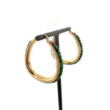 Load image into Gallery viewer, Créoles NINON en Plaqué Or et Malachites