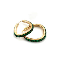 Load image into Gallery viewer, Créoles NINON en Plaqué Or et Malachites