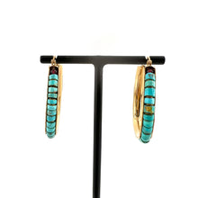 Load image into Gallery viewer, Créoles NINON en Plaqué Or et Turquoises