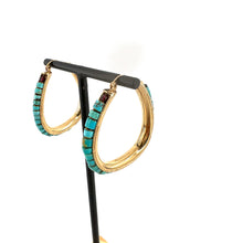 Load image into Gallery viewer, Créoles NINON en Plaqué Or et Turquoises