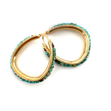 Load image into Gallery viewer, Créoles NINON en Plaqué Or et Turquoises