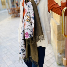 Load image into Gallery viewer, Étole Alpaga Doublée Foulard Kaki