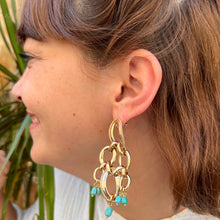 Load image into Gallery viewer, Boucles d'Oreilles DIANE XL en Plaqué Or et Turquoises