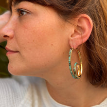 Load image into Gallery viewer, Créoles NINON XL en Plaqué Or et Turquoises