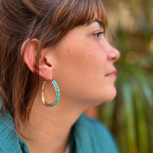 Load image into Gallery viewer, Créoles NINON en Plaqué Or et Turquoises