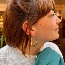 Load image into Gallery viewer, Créoles NINON en Plaqué Or et Malachites