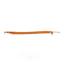 Load image into Gallery viewer, Bracelet Tissé en Fil de Satin Orange et Chaine en Plaqué Or