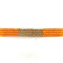 Load image into Gallery viewer, Bracelet Gourmette Tissé en Fil de Satin Orange et Chaine en Plaqué Or