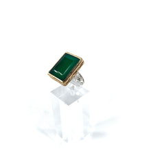 Charger l'image dans la galerie, Bague Rectangulaire Argent Laiton en Onyx Vert