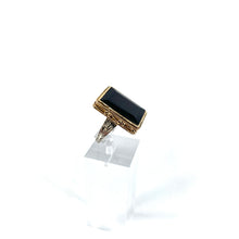 Charger l'image dans la galerie, Bague Rectangulaire Argent Laiton en Onyx Noir