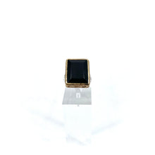 Charger l'image dans la galerie, Bague Rectangulaire Argent Laiton en Onyx Noir
