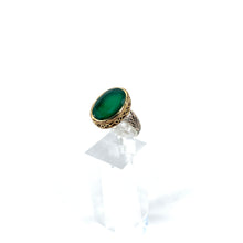 Charger l'image dans la galerie, Bague Ovale Argent Laiton en Onyx Vert