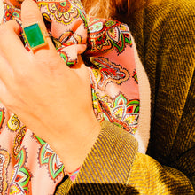 Charger l'image dans la galerie, Bague Rectangulaire Argent Laiton en Onyx Vert