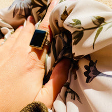 Charger l'image dans la galerie, Bague Rectangulaire Argent Laiton en Onyx Noir