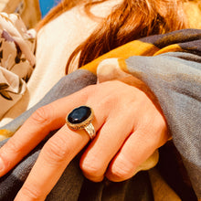 Charger l'image dans la galerie, Bague Ovale Argent Laiton en Onyx Noir