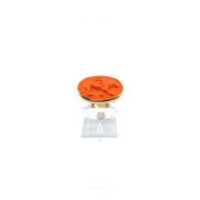Load image into Gallery viewer, Large Bague en Plexiglas et Résine Orange Motif Lion