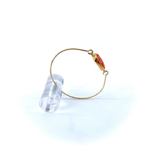 Load image into Gallery viewer, Jonc en Plaqué Or Motif Cygne Ovale en Résine Orange