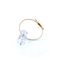 Load image into Gallery viewer, Jonc en Plaqué Or Motif Cygne Ovale en Résine Champagne