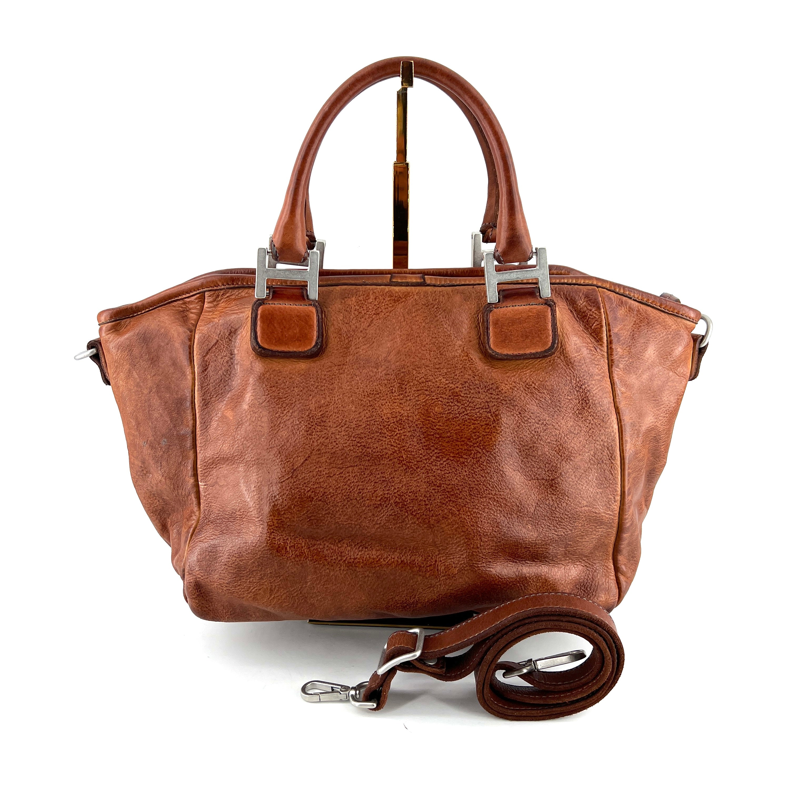 Sac à Main En Cuir Caramel, Taille Moyenne, Fermeture éclair, Porté épaule