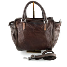 Charger l'image dans la galerie, Sac ALGHERO en Cuir et Cuir Perforé Oak Brown