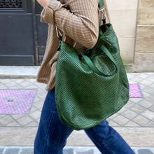 Charger l'image dans la galerie, Sac RE EDITION en Cuir Perforé Vert