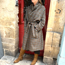 Load image into Gallery viewer, Manteau PAUL à Petits Carreaux Marron Moucheté Multicolore