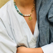 Load image into Gallery viewer, Collier XANADU Maxi en Plaqué Or, Opale et Perles de Rivière