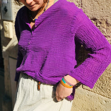 Charger l'image dans la galerie, Blouse JOSÉPHINE en Gaze de Coton Violet