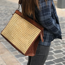Charger l'image dans la galerie, Sac en Cuir Camel et Cannage