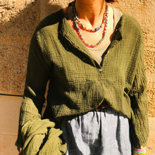 Load image into Gallery viewer, Blouse JOSÉPHINE en Gaze de Coton Kaki