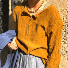 Charger l'image dans la galerie, Blouse JOSÉPHINE en Gaze de Coton Camel