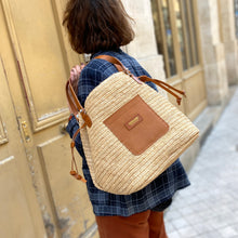 Charger l'image dans la galerie, Sac AGDE en Raphia Naturel et Cuir Camel