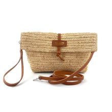 Charger l'image dans la galerie, Sac PAROS en Raphia Naturel et Cuir Camel