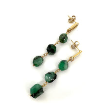 Charger l'image dans la galerie, Boucles d'Oreilles LENNY en Émeraude Raw et Plaqué Or