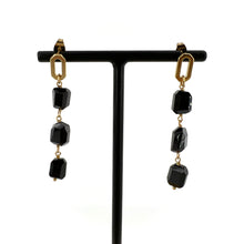Charger l'image dans la galerie, Boucles d'Oreilles LENNY en Spinelle Noire et Plaqué Or
