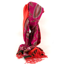 Load image into Gallery viewer, Étole Alpaga Orange Doublée Foulard Fuschia