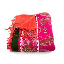 Load image into Gallery viewer, Étole Alpaga Orange Doublée Foulard Fuschia