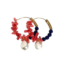 Load image into Gallery viewer, Maxi Créoles ACAPULCO en Corail et Plaqué Or