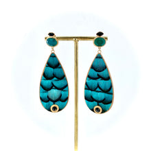 Charger l'image dans la galerie, Boucles d'Oreilles FUJITA Goutte Plumes Turquoise