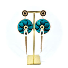 Load image into Gallery viewer, Boucles d'Oreilles Plumes Turquoise FUJITA GM