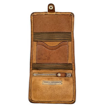 Charger l'image dans la galerie, Portefeuille en Paille Enduite et Cuir Camel