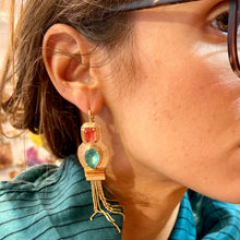 Charger l'image dans la galerie, Longue Boucle d'Oreille SOLEIL en Cristal Multicolore