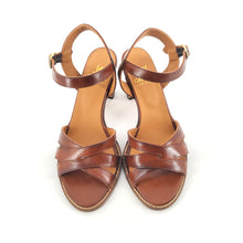 Load image into Gallery viewer, Sandale à Talon en Cuir Cognac
