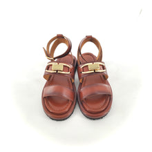 Load image into Gallery viewer, Sandale Semelle Épaisse et Bride Cheville en Cuir Cognac
