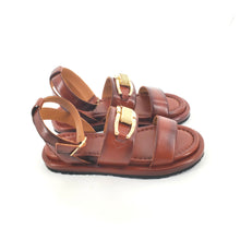 Load image into Gallery viewer, Sandale Semelle Épaisse et Bride Cheville en Cuir Cognac
