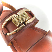Load image into Gallery viewer, Sandale Semelle Épaisse et Bride Cheville en Cuir Cognac
