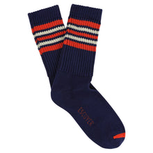 Load image into Gallery viewer, Chaussettes 5 Rayures Bleu / Orange / Écru
