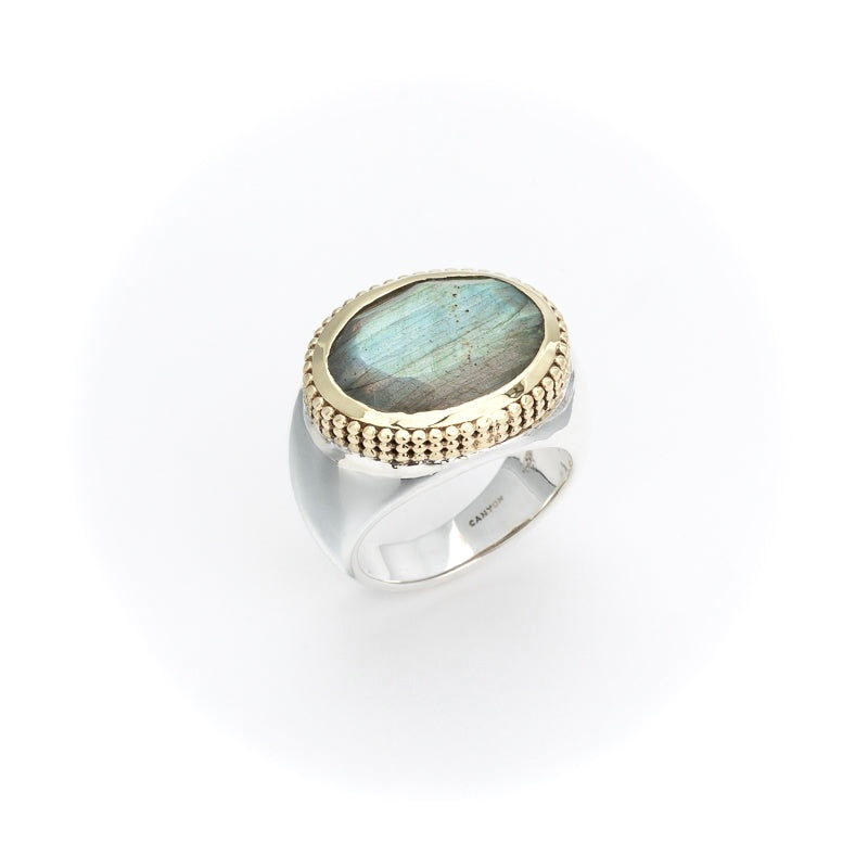 Large Bague en Argent et Labradorite